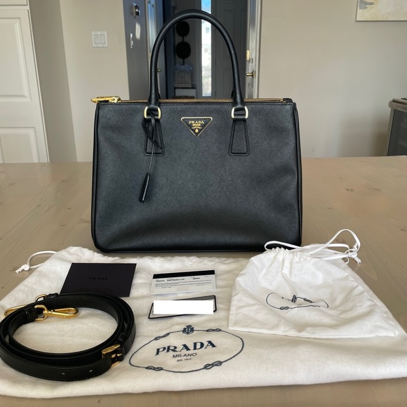 Prada Handbags - Prada Double Zip Saffiano Bag with Strap (Large)